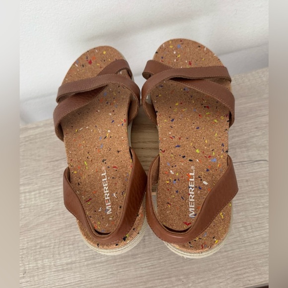 Merrell Syrah Brown Napa Valley Cork Sling Sandals Leather Straps Comfort Sz 10 - Picture 7 of 8